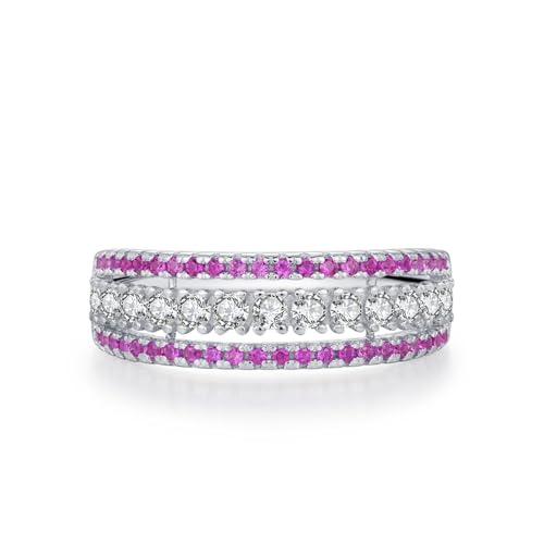 Promise Ring Silber 925, Ring Damen Modeschmuck DREI Reihen Zirkon Silber Schmuck Größe 52 (16.6) von Dsnyu
