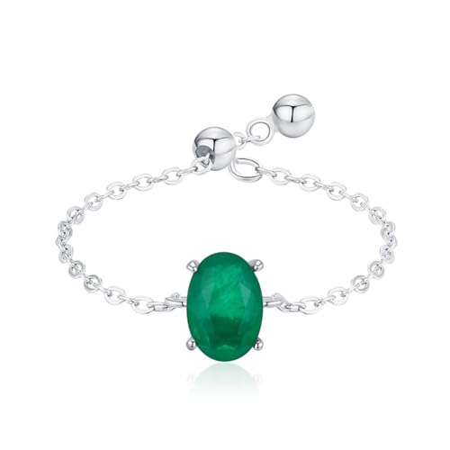 Promise Ring Silber 925, Verlobungsring Damen Verstellbare Dünne Kette mit Ovalem Solitär Zirkonia Silber Schmuck Größe Verstellbar von Dsnyu