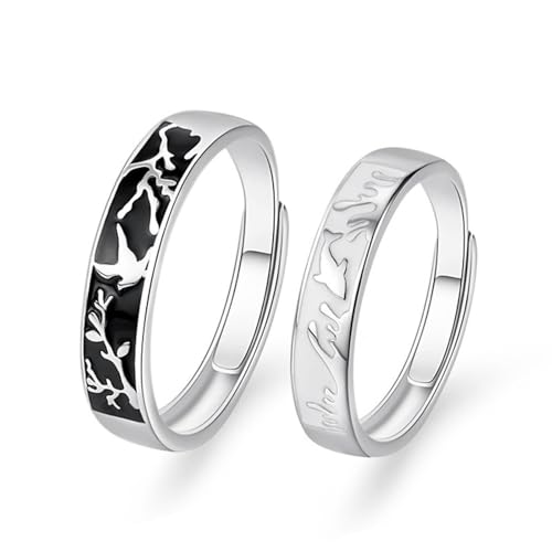 Promise Ring Silber 925, Verlobungsring Damen Zirkonia Vogel Silber Schmuck Größe Verstellbar von Dsnyu