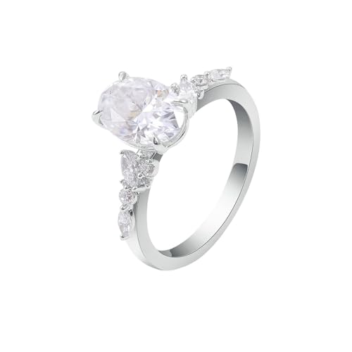 Promise Ring Woman, Ringe Damen Moissanit Klassiker Weißgold Trauringe Platin mit Diamant Größe 62 (19.7) von Dsnyu