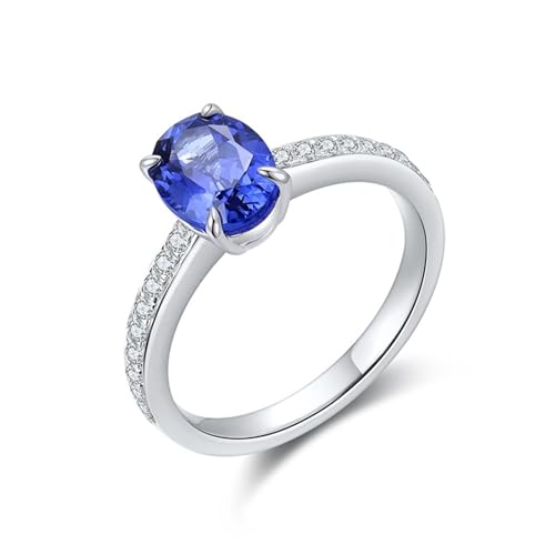 Promise Ring for Her, Ring Damen Verlobung Sterlingsilber 4 Zinken mit 1,75 ct Künstlichem Saphir Silber Geburtstagsgeschenk Größe 60 (19.1) von Dsnyu