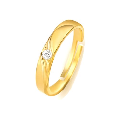 Ring 750 Gelbgold, Engagement Ring Man Weiß Moissanit Klassiker Gelbgold Hochzeitsringe 18K Gold Größe Verstellbar von Dsnyu