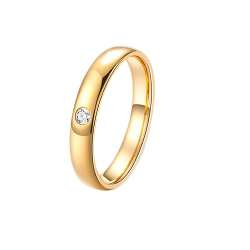 Ring 750 Gold, Wedding Ring Men Weiß Diamant Solitär Hochzeitsringe 18 Karat Gelbgold Größe 58 (18.5) von Dsnyu