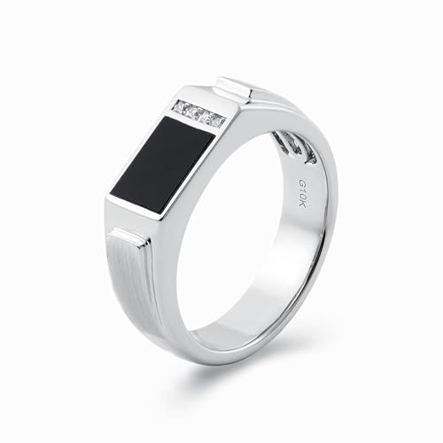 Ring 750 Weißgold, Verlobungsring für Männer Weiß Moissanit Rechteck Silber Hochzeitsringe 18K Gold Größe 54 (17.2) von Dsnyu