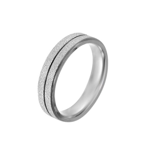 Ring Damen, Engagement Ring Silver Matt Herren Schmuck 5mm Breit Titan Stahl Größe 60 (19.1) Cool Jahrestag Geschenk von Dsnyu