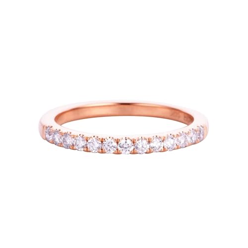 Ring Damen Gold 375, Promise Ring Weiß Moissanit Klassiker Hochzeitsringe 9K Roségold Größe 54 (17.2) von Dsnyu
