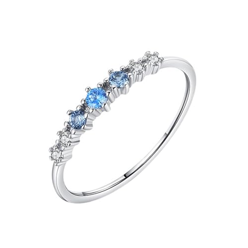 Ring Damen Gold 375, Promise Ring for Her 9K Weißgold mit Blauem Topas In Runder Form Schmuck Größe 49 (15.6) von Dsnyu