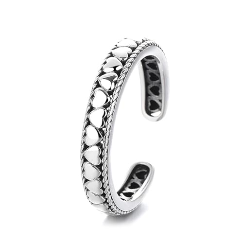 Ring Damen Herz, Eheringe Vintage 925 Sterling Silber Vintage Verstellbar Silber Schmuck von Dsnyu