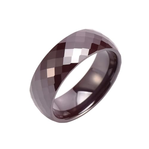 Ring Damen Schwarz, Verlobungsringe Rautenmuster Herren Schmuck 8mm Breit Keramik Größe 67 (21.3) Komfort Fit mit Box von Dsnyu