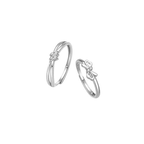 Ring Damen Silber 925, Verlobungsringe Bogen Silber Paar Partner Schmuck für Sie Größe Verstellbar von Dsnyu