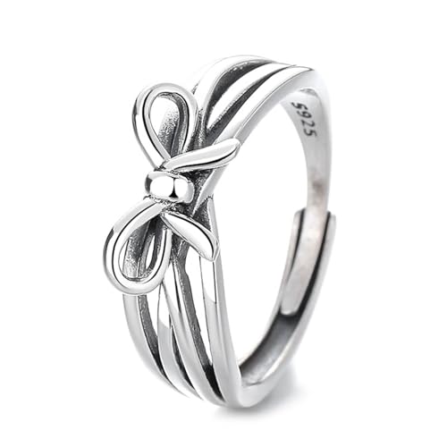 Ring Damen Silber 925, Wedding Ring Schleifenknoten Silber Schmuck Größe Verstellbar Geburtstagsgeschenk von Dsnyu