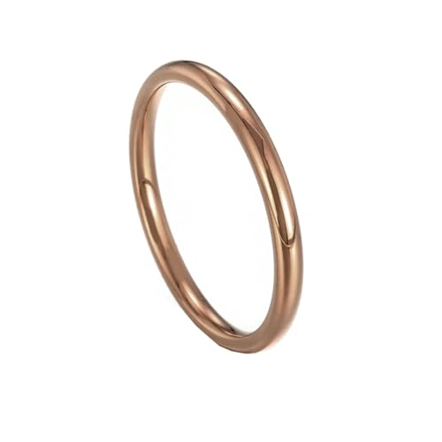 Ring Damen Verlobungsring, Edelstahl Ring 2mm Einfacher Dünner Ring Braun Größe 65 (20.7) Schmuck Komfort Fit von Dsnyu