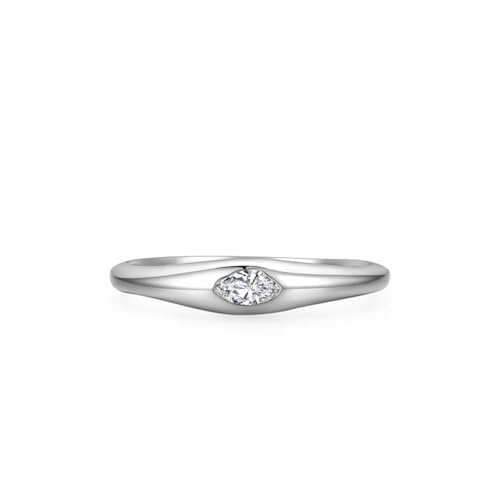 Ring Damen Zirkonia, Eheringe Silber 925 Geometrischer Schmuck mit Unregelmäßigem Stein Silber Größe 49 (15.6) von Dsnyu