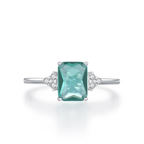 Ring Damen Zirkonia, Verlobungsring 925 Silber Eleganter Stil mit Rechteckigem Stein Silber Schmuck Größe 49 (15.6) von Dsnyu