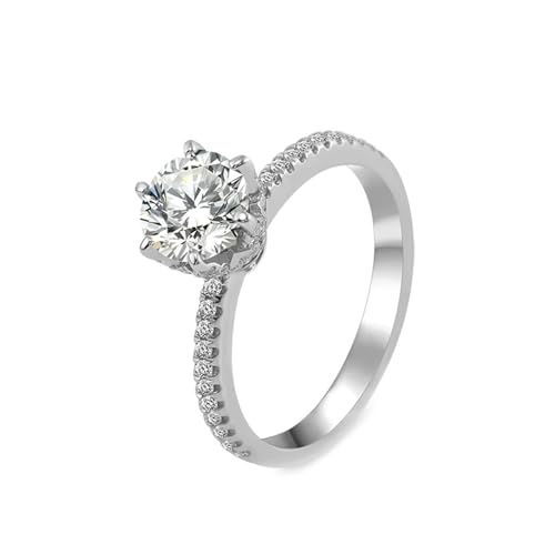 Ring Gold 14 Karat Damen, Promise Ring Moissanit 0.8ct 6 Klauen Verlobungsring 585 Weißgold Größe 66 (21.0) von Dsnyu