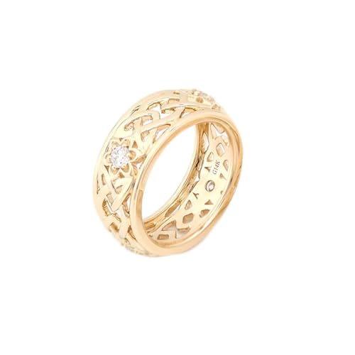 Ring Gold 18K, Promise Ring Männer Weiß Moissanit Vintage Hohl Hochzeitsringe 750 Gelbgold Größe 57 (18.1) von Dsnyu