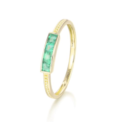 Ring Gold 375 Echtgold, Trauringe Frauen Grün Smaragd Klassiker Ehering 9K Gelbgold Größe 53 (16.9) von Dsnyu