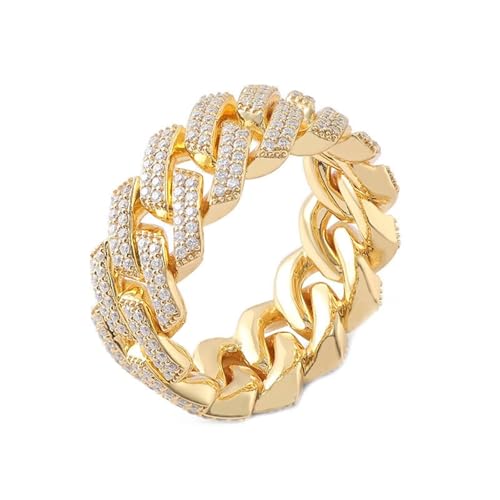 Ring Gold 375 Echtgold Herren, Ehering Weiß Moissanit Klassiker Verlobungsring 9K Gelbgold Größe 63 (20.1) von Dsnyu