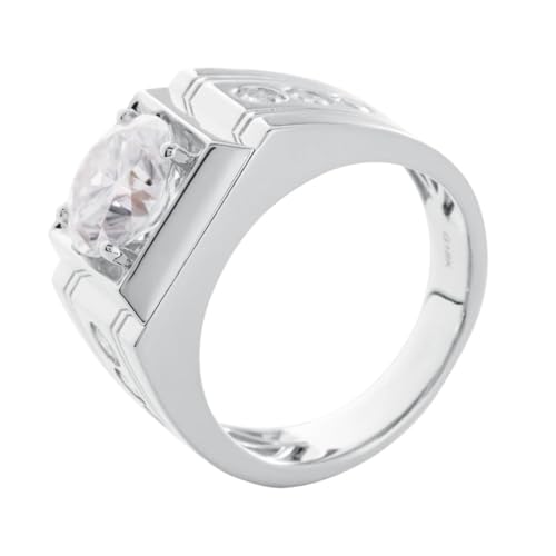 Ring Gold 375 Echtgold Herren, Hochzeitsringe Moissanit 3ct Runden Trauringe 9 Karat Weißgold Größe 63 (20.1) von Dsnyu
