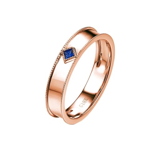 Ring Gold 750, Promise Ring Männer Blau Saphir Klassiker Verlobungsring 18 Karat Roségold mit Diamant Größe 65 (20.7) von Dsnyu