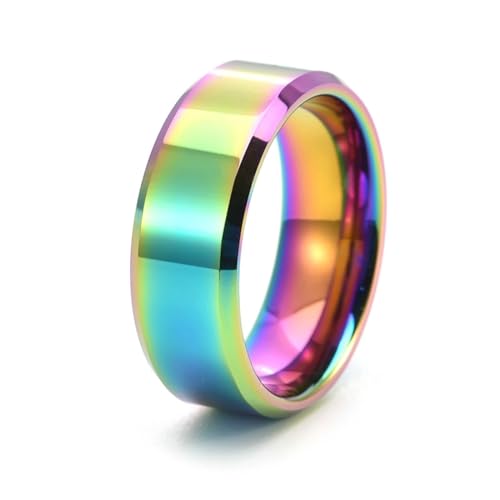 Ring Männer Cool, Wolfram Ringe Bunt Einfach Damen Schmuck 8mm Breit Größe 62 (19.7) Jahrestag Geschenk von Dsnyu