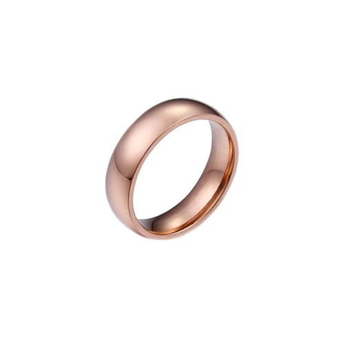 Ring Rosegold, Ringe Damen Verlobung Edelstahl Poliert Rund 6 mm Größe 60 (19.1) Herren Schmuck Komfort Fit von Dsnyu