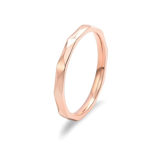 Ring Rosegold Damen, Ringe Frauen Titan Rhombus Stapelbar Schmuck 2mm Breit Größe 60 (19.1) Cool Jahrestag Geschenk von Dsnyu