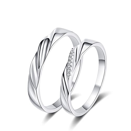 Ring Silber 63, Trauringe Damen Wellen 925 Sterling Silber Verlobungsring mit Schmuck Box von Dsnyu