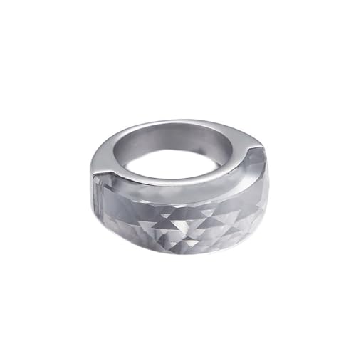 Ring Silber Vintage, Engagement Ring for Women Edelstahl Rund mit Kristall Größe 54 (17.2) Damen Schmuck Jahrestag Geschenk von Dsnyu