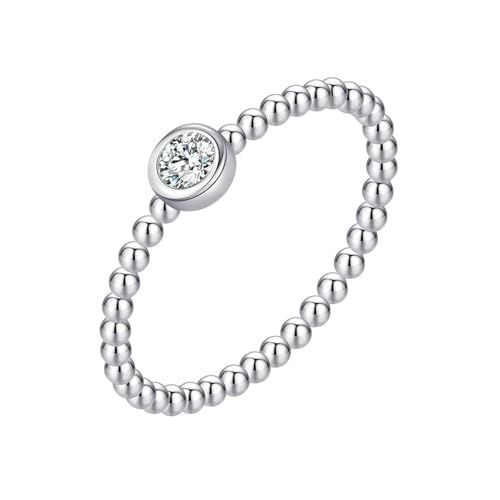 Ring Weißgold 375, Damen Ringe 9K Gold mit Weißem Rundem Moissanit Schmuck Größe 61 (19.4) von Dsnyu
