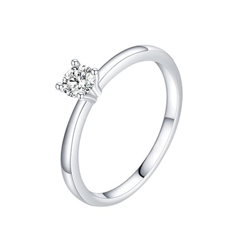 Ring Weißgold 375, Eheringe Damen 9K Gold mit Weißem Rundem Moissanit für Verlobung Hochzeit Größe 47 (15.0) von Dsnyu