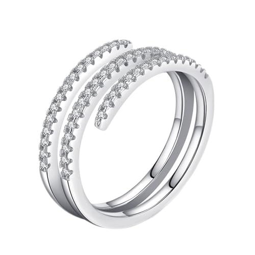 Ring Weißgold 375, Moissanite Ring Eternity 9K Gold 2 Layered Line Schmuck für Verlobung Hochzeit Größe 47 (15.0) von Dsnyu