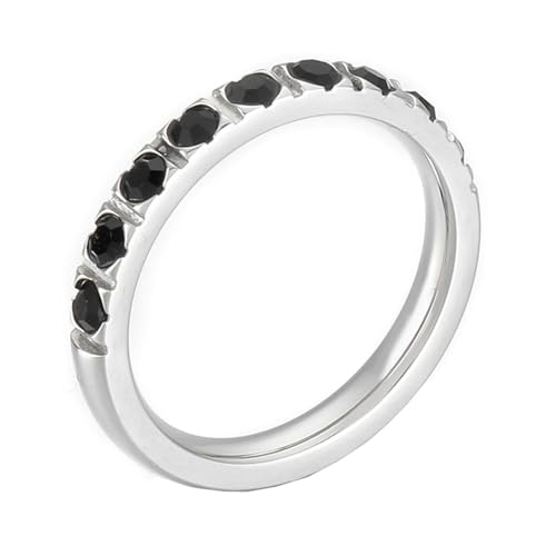 Ring mit Stein Vintage, Edelstahl Ring Verlobung 3mm Ring mit Zirkonia Silber Schwarz Größe 60 (19.1) Damen Schmuck Komfort Fit von Dsnyu