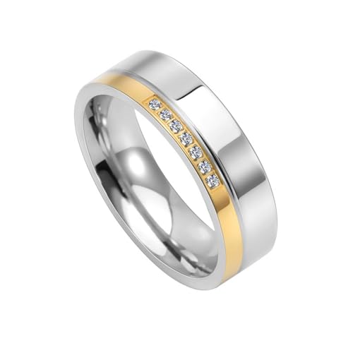 Ringe Damen 52, Schmuck Ringe Damen Zirkonia Einfach Poliert 6mm Breit Titan Stahl Komfort Fit mit Box von Dsnyu