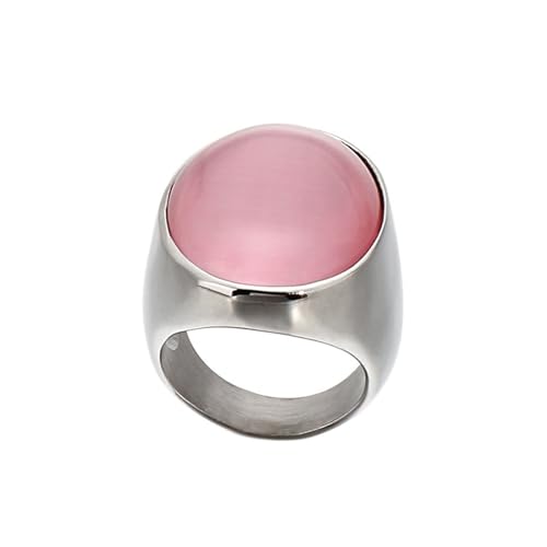 Ringe Damen Verlobung, Ring Edelstahl Rot Oval mit Opal Größe 52 (16.6) Herren Schmuck für Geburtstag von Dsnyu