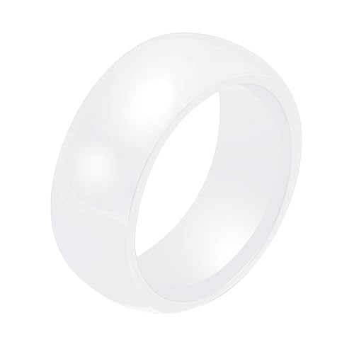 Ringe Herren Weiß, Damen Ringe Keramik 8 mm Hochglanzpoliertes Band Trauringe Schmuck Größe 52 (16.6) von Dsnyu