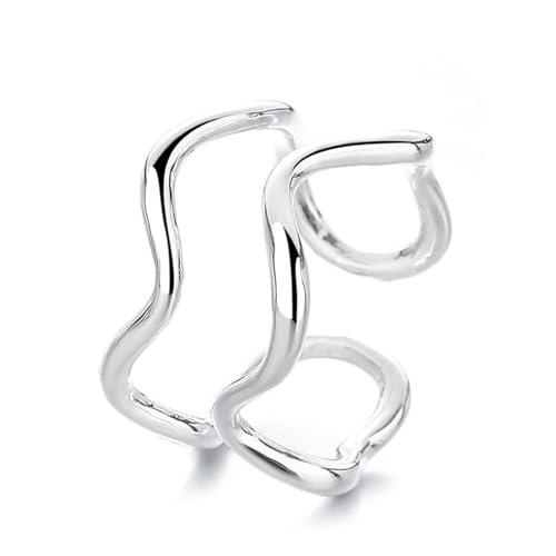 Ringe Silber 925 Damen, Eheringe Breite Unregelmäßige Geometrie Silber Schmuck Größe Verstellbar von Dsnyu