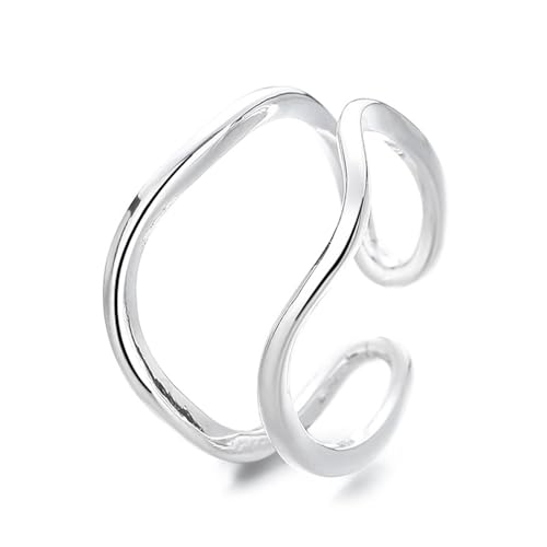Ringe Silber 925 Damen, Verlobungsringe Unregelmäßige Geometrie Einstellbar Silber Schmuck von Dsnyu