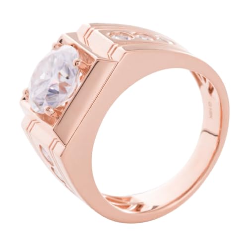 Rosegold Ring 585 Echtgold, Wedding Ring Man Weiß Moissanit 3ct Runden Trauringe 14K Gold Größe 63 (20.1) von Dsnyu