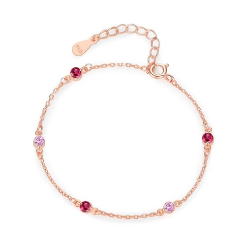 Silber Armband Damen 925, Armbänder Damen Modern Kleiner Runder Edelstein Verstellbar Zirkonia Roségold Schmuck von Dsnyu