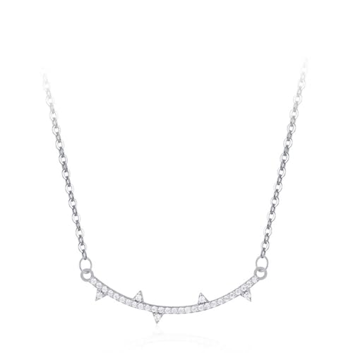 Silber Halskette Damen 925, Halskette Lang Smile-Anhänger Zirkonia Silber Schmuck von Dsnyu