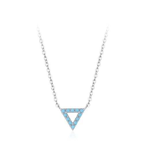Silber Halskette Damen 925, Pendant Necklace Dreieckiger Anhänger Zirkonia Silber Schmuck von Dsnyu