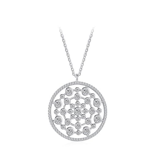 Silber Halskette Damen 925, Pendant Necklace Kreis-Blasen-Anhänger Zirkonia Silber Schmuck Geschenk für Geburtstag von Dsnyu