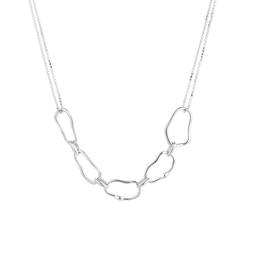 Silber Ketten Damen 925, Necklace Chain Unregelmäßige Geometrie Silber Kette Größe 40+5Cm von Dsnyu