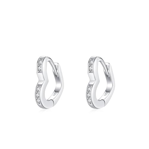 Silber Ohrringe Creolen Damen 925, Ohrringe Silber Herz Zirkonia Runde Form Schmuck Mode Knorpel Piercing Geschenk für Geburtstag von Dsnyu