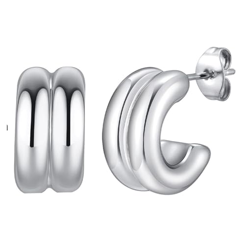 Silber Ohrringe Elegant, Ohrringe Damen Creolen C-Form Edelstahl Schmuck Mode Knorpel Piercing Geschenk für Geburtstag Silber Ohrringe Elegant, Ohrringe Damen Creolen C-Form Edelstahl Schmuck Mode Knorpel Piercing Geschenk für Geburtstag von Dsnyu
