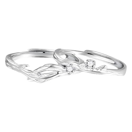 Silber Ring 925, Ring Damen mit Stein Blume Silber Paar Partner Schmuck für Sie Größe Verstellbar von Dsnyu