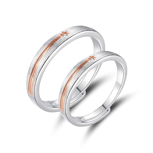 Silber Ring 925 Damen, Eheringe Wunschsternschnuppe Silber Roségold Schmuck Größe Verstellbar von Dsnyu