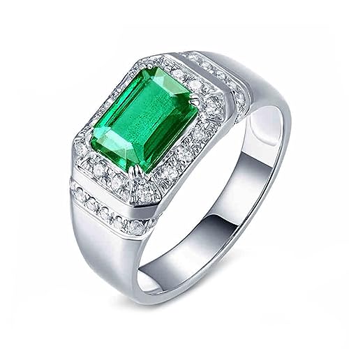 Smaragd Ringe, Wedding Ring Man Pt950 Platin Smaragdform Rechteck Weißes Gold Komfort Fit Größe 70 (22.3) von Dsnyu
