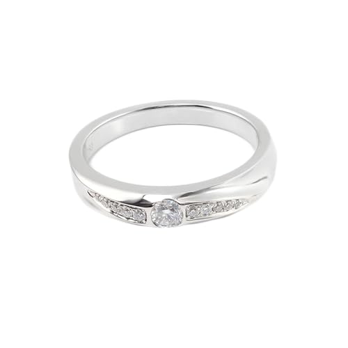 Trauringe 585 Echtgold, Promise Ring For Men Moissanit Runden Silber Hochzeitsringe 14 Karat Weißgold Größe 63 (20.1) von Dsnyu